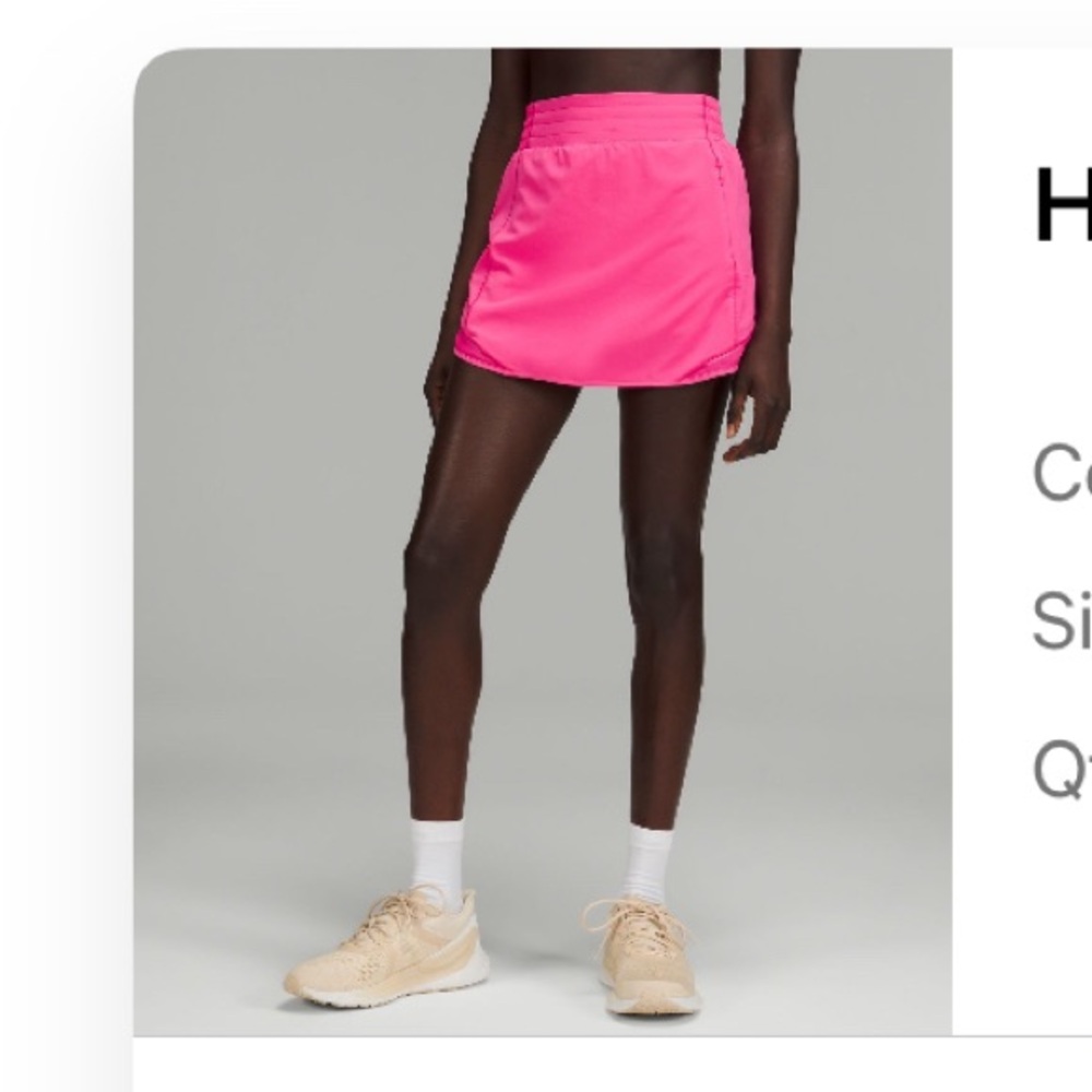 Lululemon HOTTY HOT HR SKIRT 🎀 SONIC PINK SZ 6